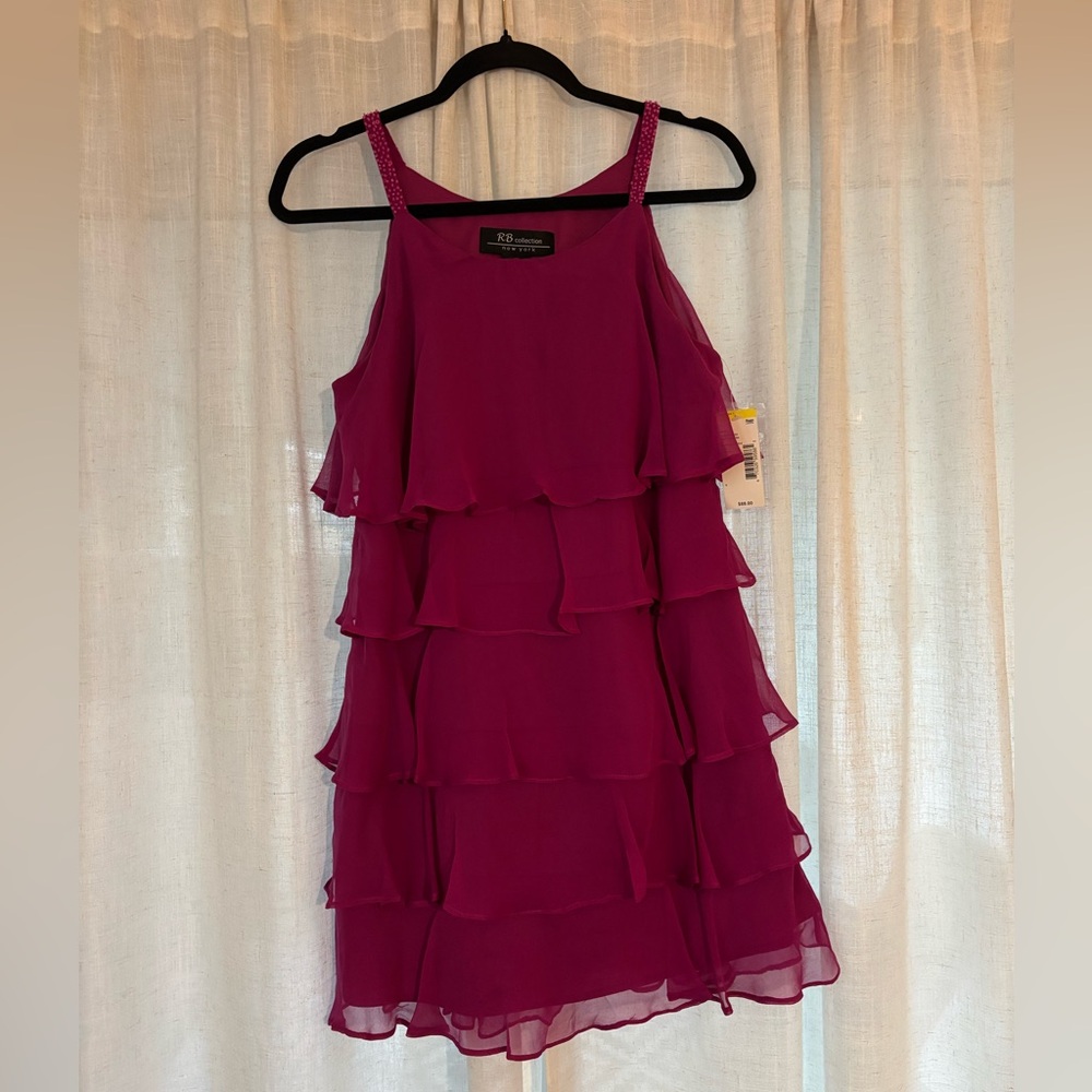 Vintage RB Collection NEW YORK 100% SILK beaded straps! MAGENTA size 6 NWTS MINI